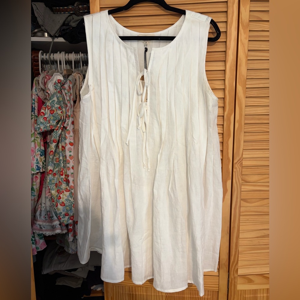 100 linen dress, white, medium